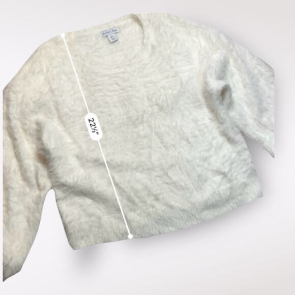 London Kaye Womens‎ White Pullover Fuzzy Sweater Size L Neutral Minimalist - Picture 3 of 6